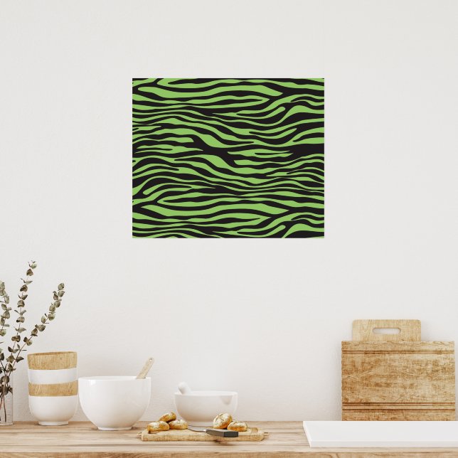 Zebra Print, Zebrastreifen, grüner Zebra Poster (Küche)