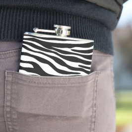 Zebra Print, Zebrastreifen, schwarz und weiß Flachmann
