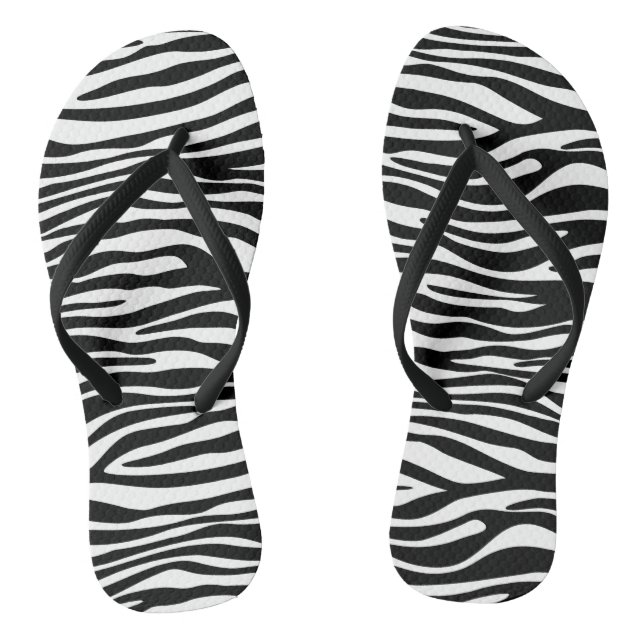 Zebra Print, Zebrastreifen, schwarz und weiß Flip Flops (Fußbett)