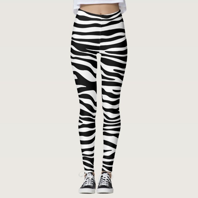 Zebra Print, Zebrastreifen, schwarz und weiß Leggings (Vorderseite)