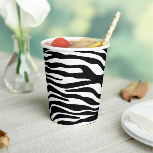 Zebra Print, Zebrastreifen, schwarz und weiß Pappbecher