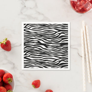 Zebra Print, Zebrastreifen, schwarz und weiß Serviette