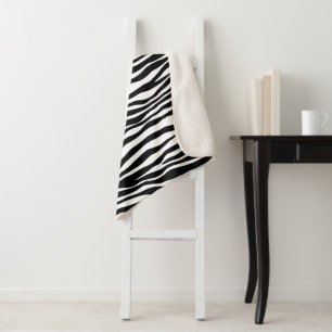 Zebra Print, Zebrastreifen, schwarz und weiß Sherpadecke