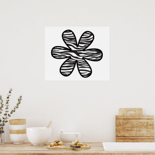 Zebra Print, Zebrastreifen, Tierdruck, Blume Poster