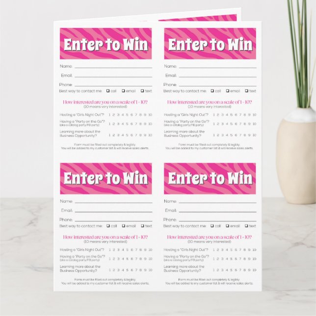 Zebra Printable Vendor Slips – Editable Download Karte (Vorderseite)