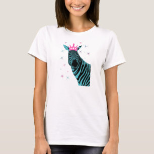 Zebra-Prinzessin im Aqua mit rosa Krone T-Shirt