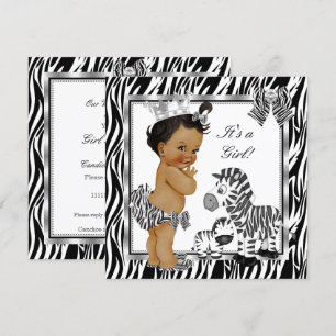 Zebra Prinzessin Mädchen Baby Shower Ethnisch Einladung