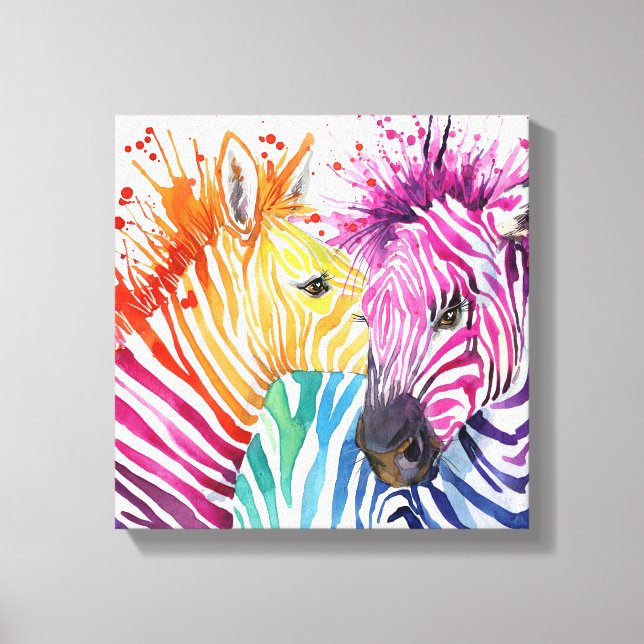 Zebra Rainbow Leinwand (Vorderseite)