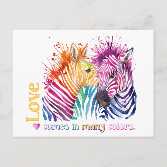 Zebra Rainbow Ohrts Postkarte (Vorderseite)