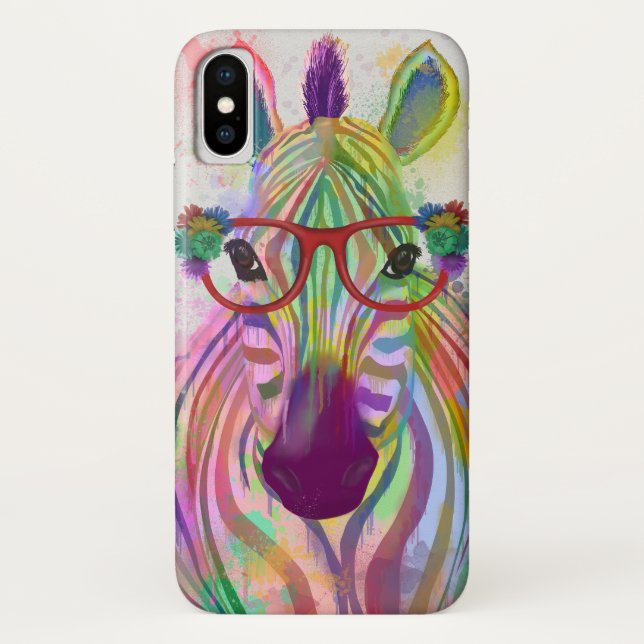 Zebra Rainbow Splash Case-Mate iPhone Hülle (Rückseite)