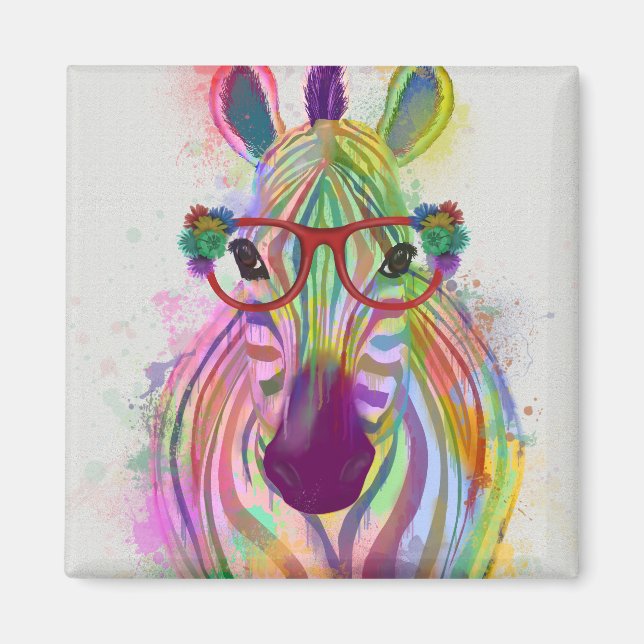 Zebra Rainbow Splash Magnet (Vorne)