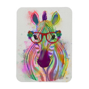 Zebra Rainbow Splash Magnet