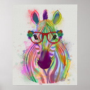 Zebra Rainbow Splash Poster