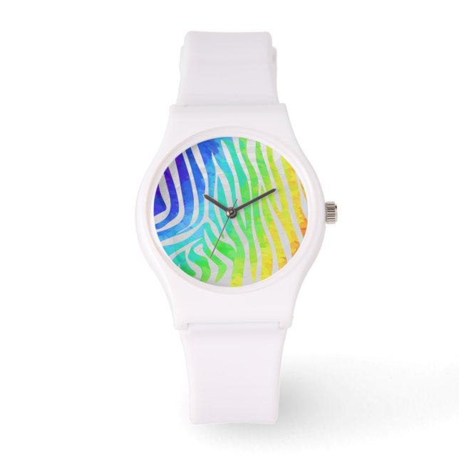 Zebra Rainbow und White Print Armbanduhr (Vorderseite)