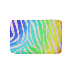 Zebra Rainbow und White Print Badematte