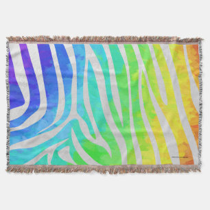 Zebra Rainbow und White Print Decke