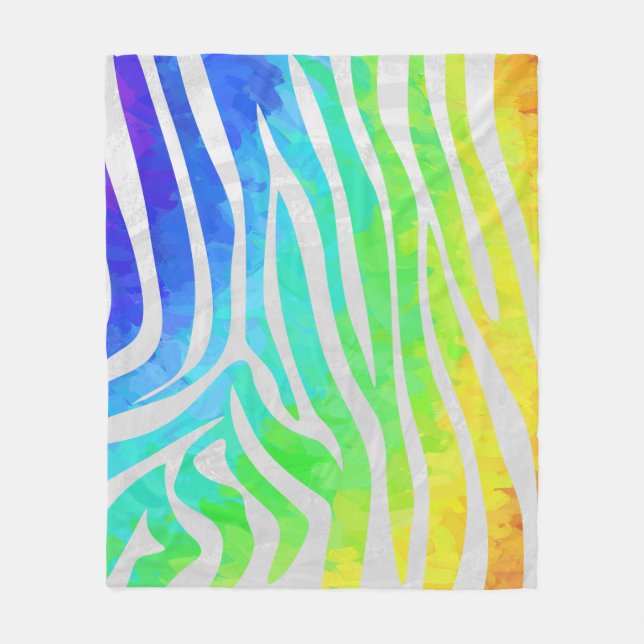 Zebra Rainbow und White Print Fleecedecke (Vorderseite)