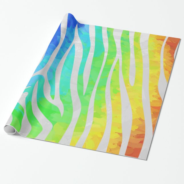 Zebra Rainbow und White Print Geschenkpapier (Ungerollt)