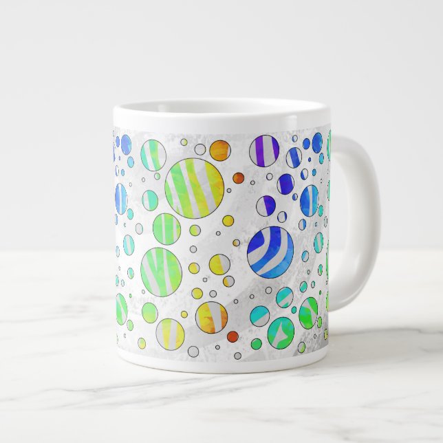 Zebra Rainbow und White Print Jumbo-Tasse (Vorderseite Rechts)