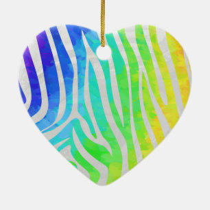 Zebra Rainbow und White Print Keramik Ornament
