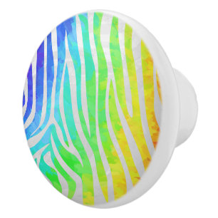 Zebra Rainbow und White Print Keramikknauf