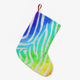 Zebra Rainbow und White Print Kleiner Weihnachtsstrumpf