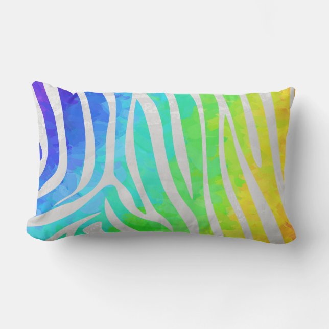 Zebra Rainbow und White Print Lendenkissen (Vorderseite)