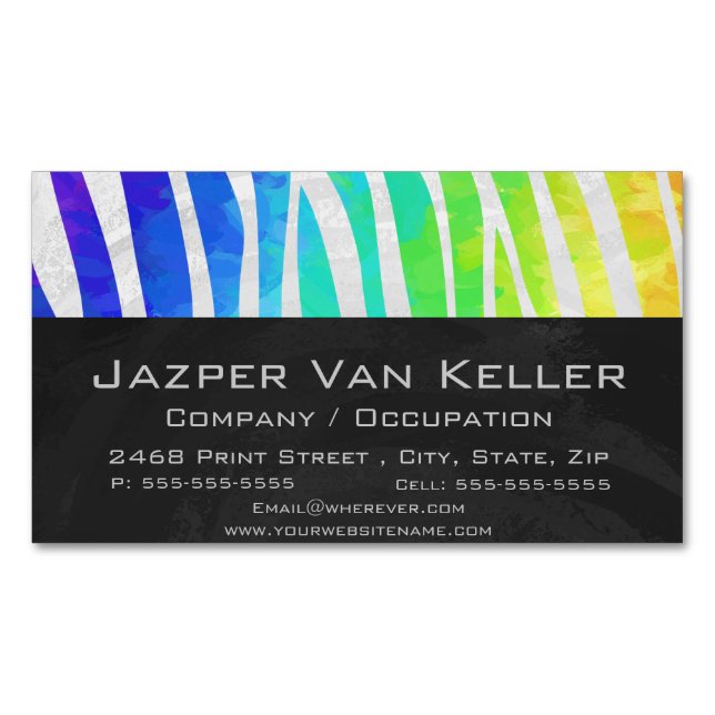 Zebra Rainbow und White Print Magnetische Visitenkarte (Vorderseite)