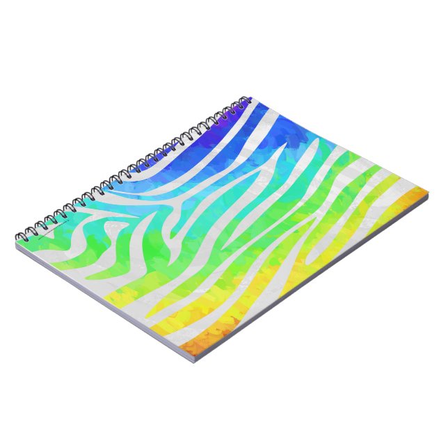Zebra Rainbow und White Print Notizblock (Linke Seite)