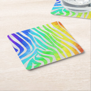 Zebra Rainbow und White Print Rechteckiger Pappuntersetzer