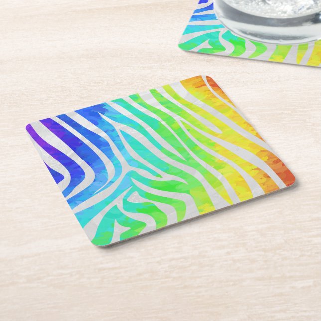 Zebra Rainbow und White Print Rechteckiger Pappuntersetzer (angewinkelt)