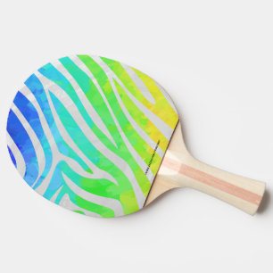 Zebra Rainbow und White Print Tischtennis Schläger
