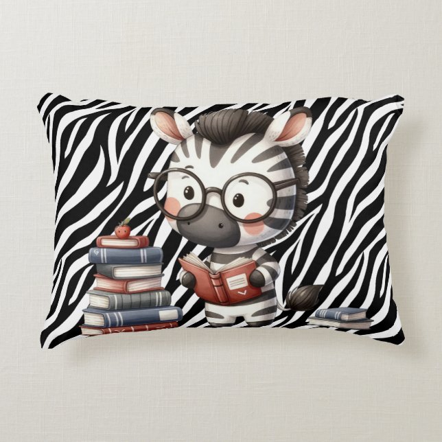 Zebra Reading Bücher. Dekokissen (Vorderseite)