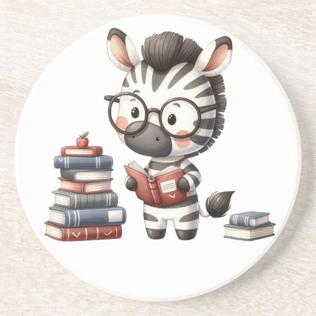 Zebra Reading Bücher. Getränkeuntersetzer (Vorne)
