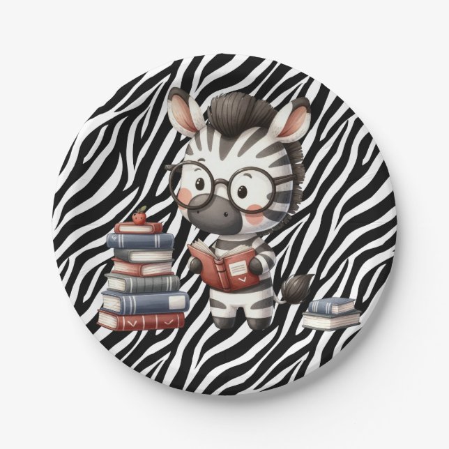 Zebra Reading Bücher. Pappteller (Vorderseite)
