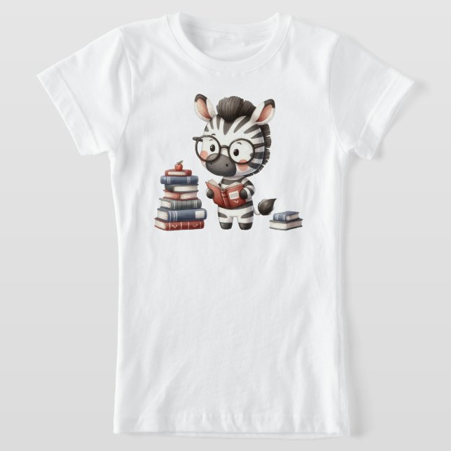 Zebra Reading Bücher. T-Shirt (Ablage )