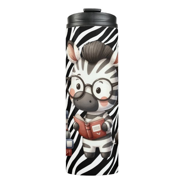 Zebra Reading Bücher. Thermosbecher (Vorderseite)
