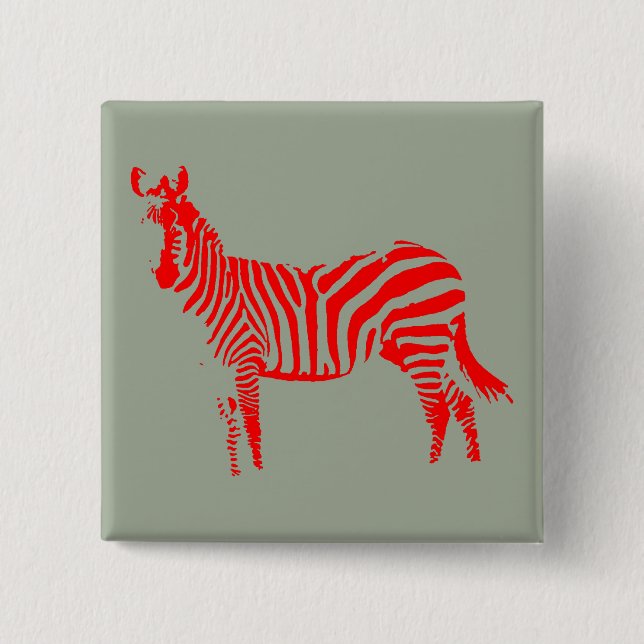 Zebra Red Silhouette Button Abzeichen Button (Vorderseite)