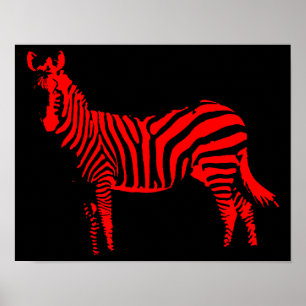 Zebra Red Silhouette Poster Sign