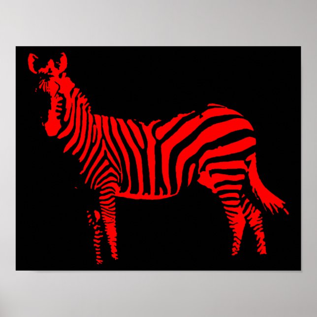 Zebra Red Silhouette Poster Sign (Vorne)