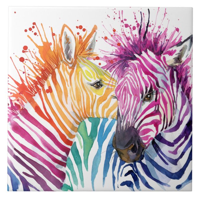 Zebra-Regenbogen-Keramik-Fliese Fliese (Vorderseite)