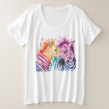 Zebra-Regenbogen plus Größen-T-Shirt