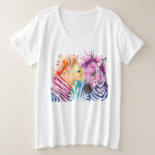 Zebra-Regenbogen plus Größen-T-Shirt Große Größe T-Shirt