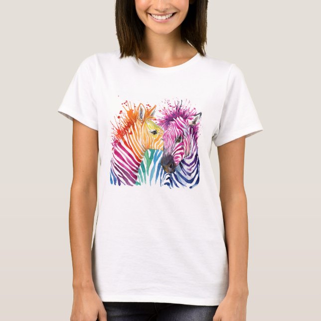 Zebra-Regenbogen-T - Shirt (Vorderseite)