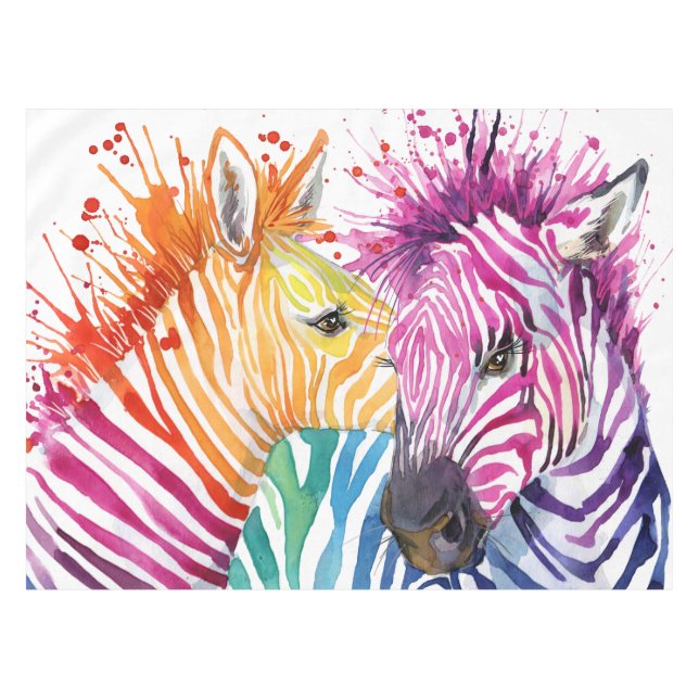 Zebra-Regenbogen-Tischdecke Tischdecke (Vorderseite (Horizontal))