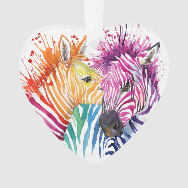 Zebra-Regenbogen-Verzierung Ornament (Vorderseite)