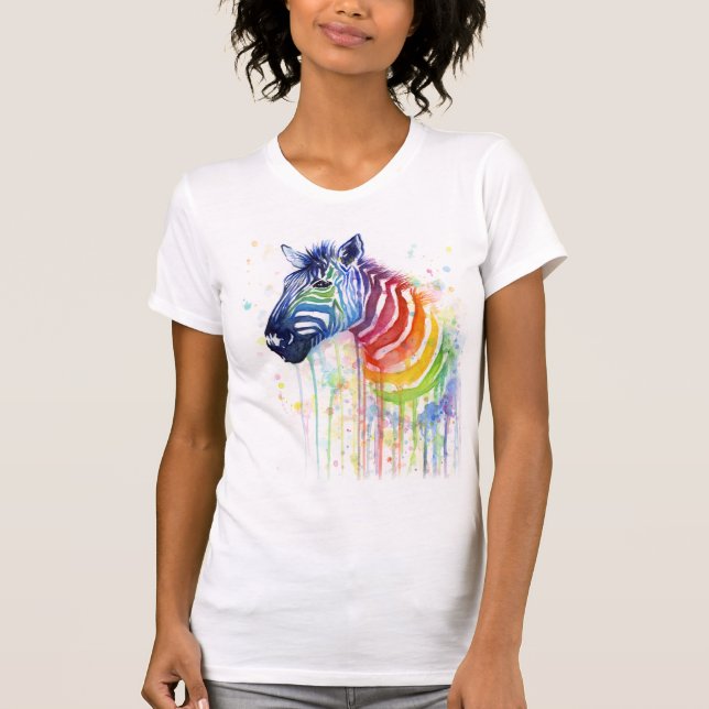 Zebra-Regenbogenwatercolor-Shirt T-Shirt (Vorderseite)