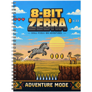 Zebra, Retro-8-Bit-Pixelkunst Notizblock