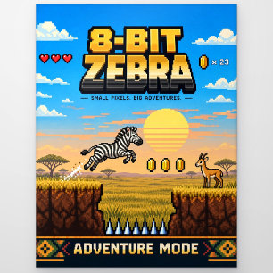 Zebra, Retro-8-Bit-Pixelkunst Postkarte