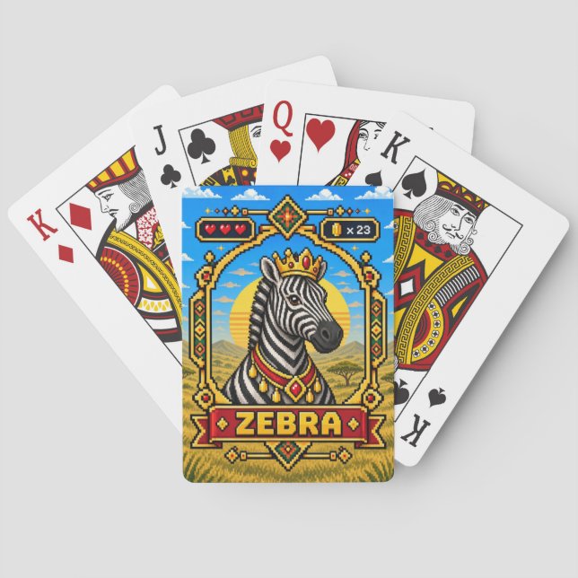 Zebra Retro 8-Bit Pixelkunst Spielkarten (Rückseite)